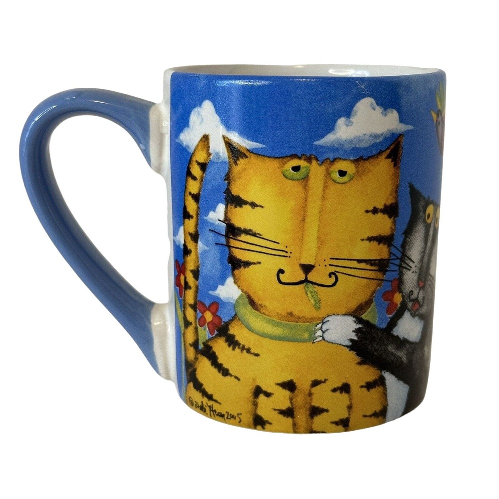 Gibson Everyday Debi Heron 2010 Cool Cats Kittens Coffee Mug/Cup Colorful CUTE
